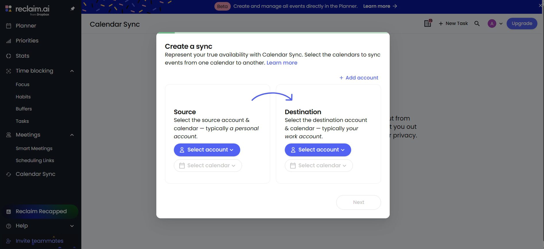 Reclaim AI Calender Sync