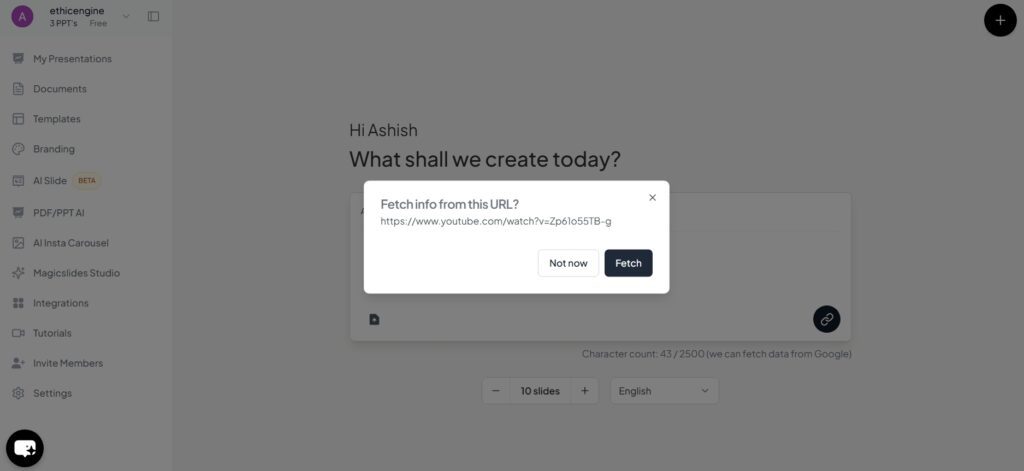 MagicSlides Youtube link
