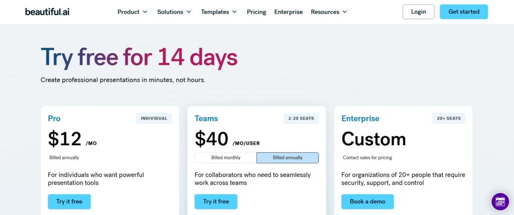 Beautiful.ai Pricing