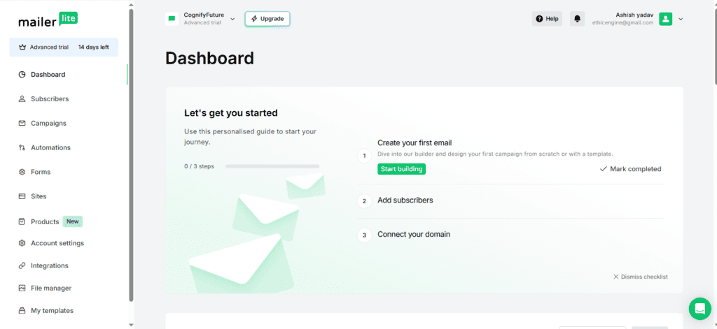 MailerLite Dashboard