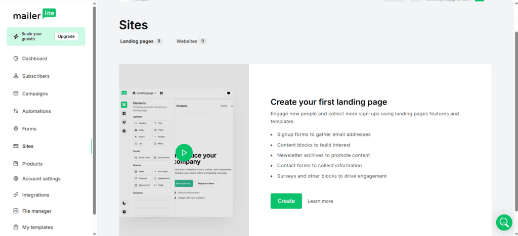 MailerLite Landing Pages