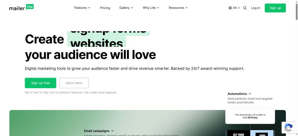 Mailerlite Dashboard