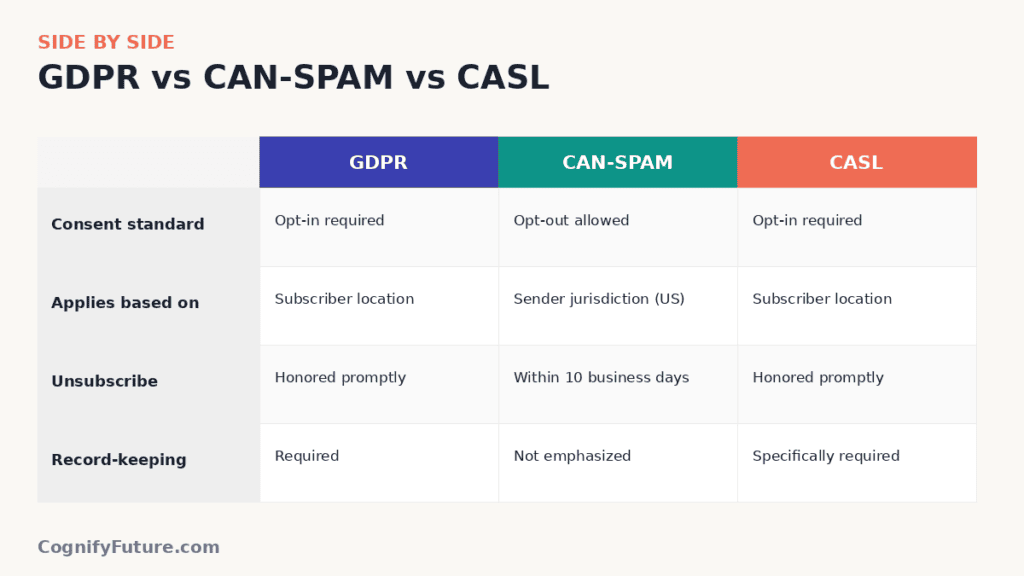 Email Marketing Compliance Comparison